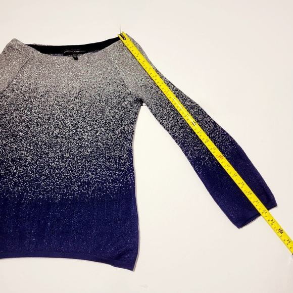 WHBM Silver & Navy Blue Ombre Long Sleeve Sweater (XXS) - Picture 10 of 10